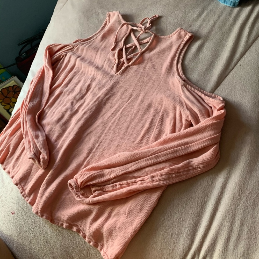 Arizona Jean Co. Pink Strappy Cold Shoulder Top